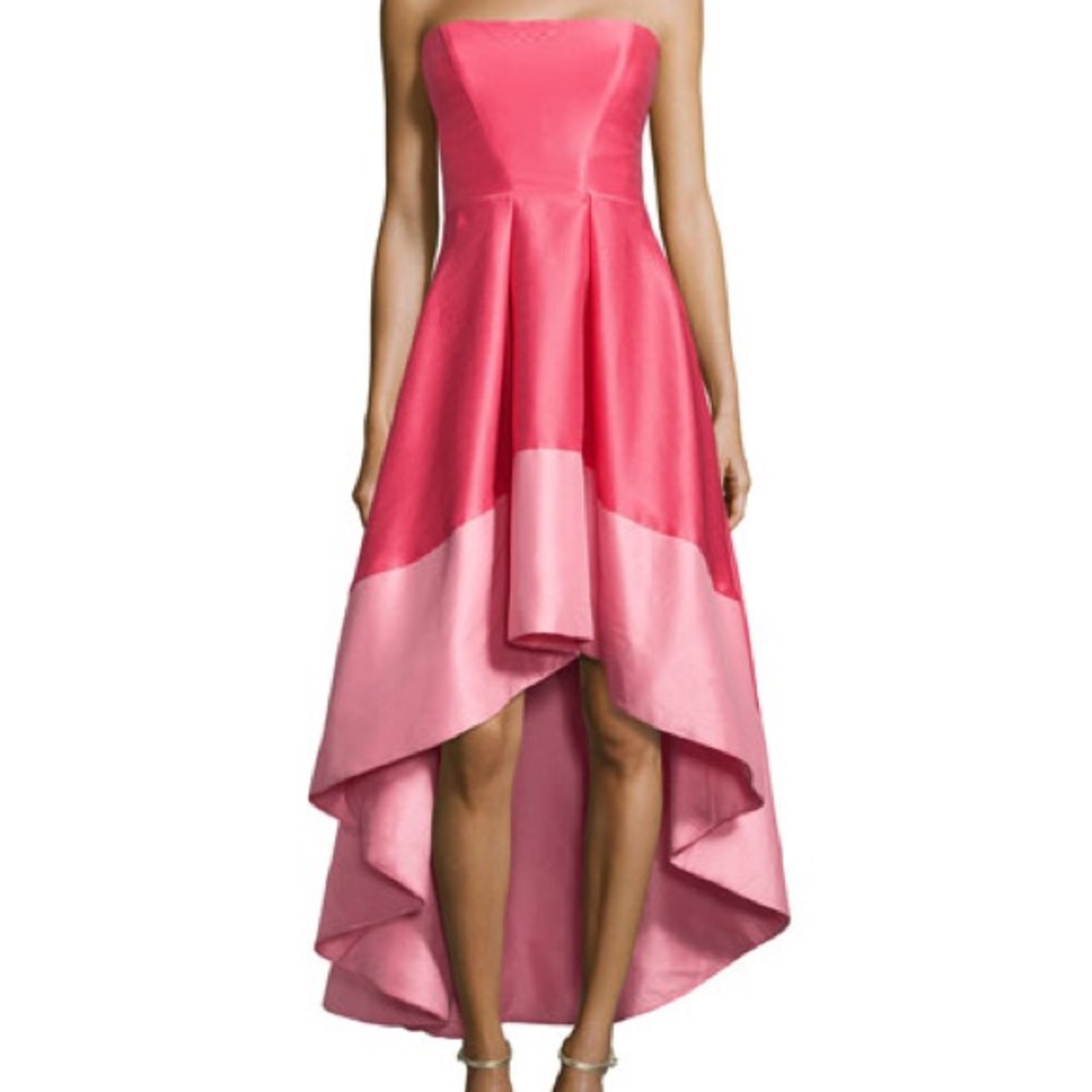 Pink strapless cocktail / prom dress
